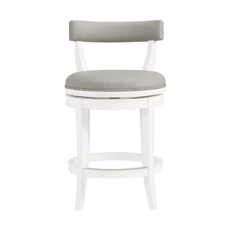 Alaterre Furniture Hanover Swivel Counter Height Bar Stool, White and Gray ANHN01PDC